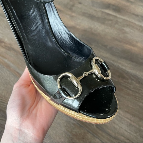 Gucci Shoes Gucci Horsebit Patent Leather Espadrille Wedges Poshmark